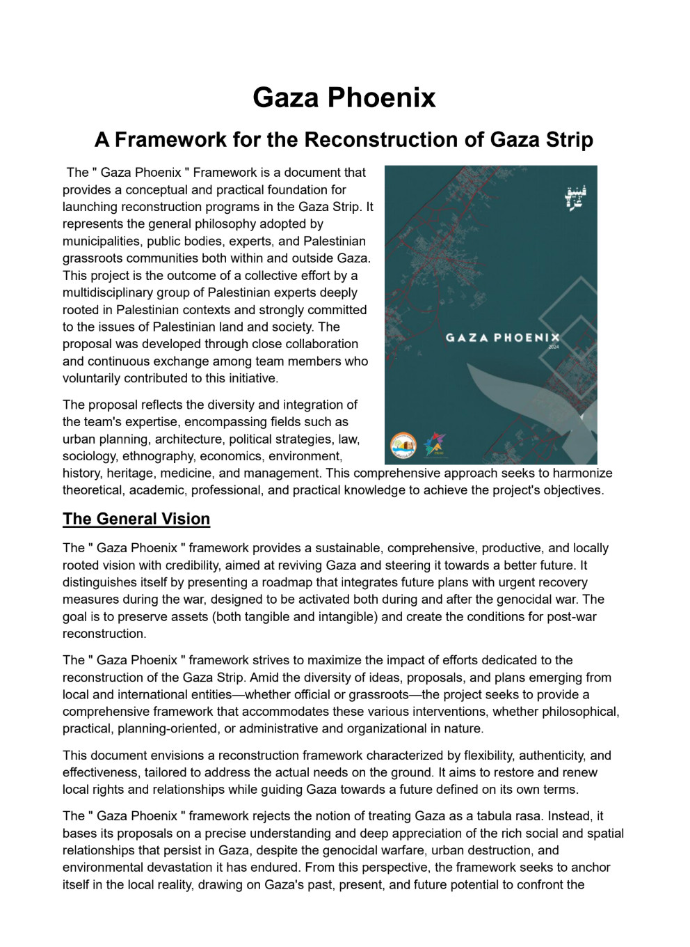 Gaza Pheonix .. A Framework for the Reconstruction of Gaza Strip